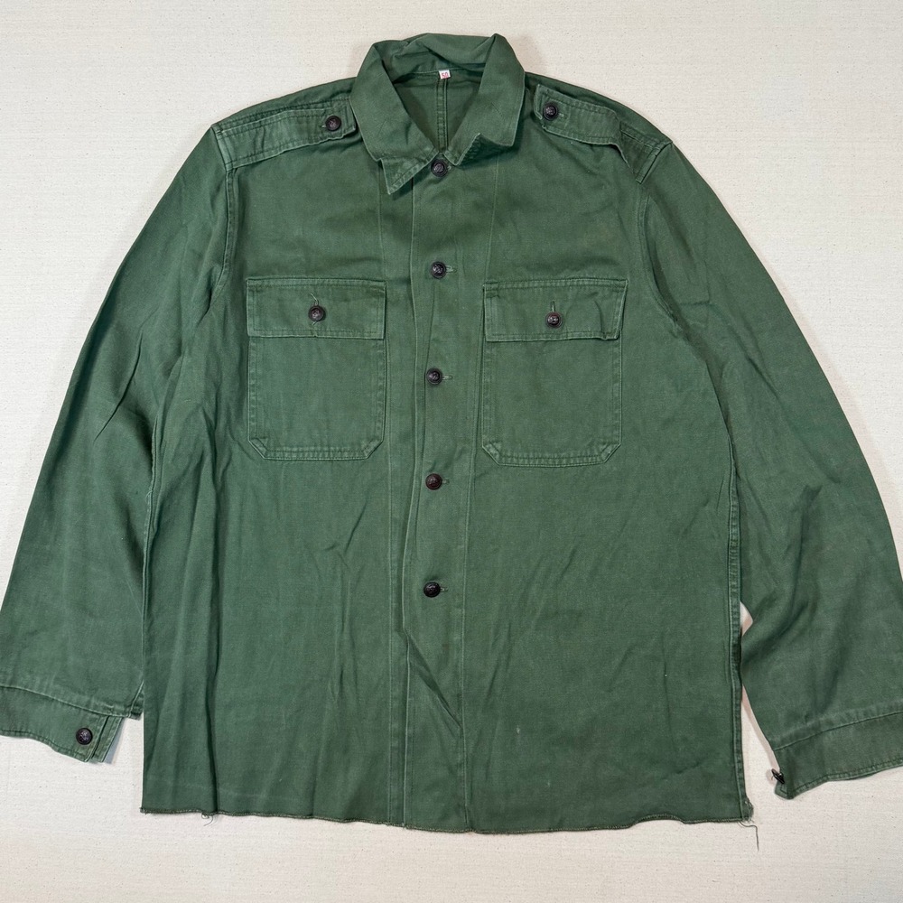 Vintage Hungarian Army Field Jacket Size 50 Military Long Sleeve Button 50s WWII